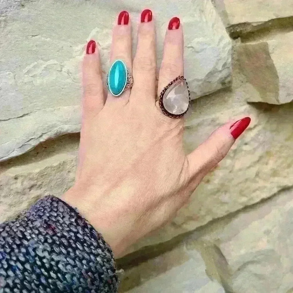 Silver tone turquoise like ring size 5.75 - Picture 14 of 17